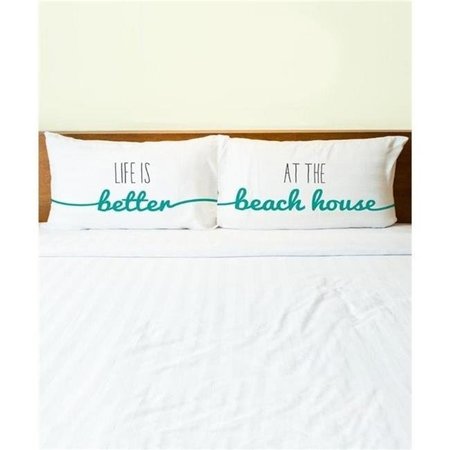 ONE BELLA CASA One Bella Casa 74510CSE Beach House Pillow Case - Black Teal; Set of 2 74510CSE